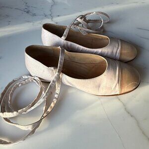 Chanel Satin Ballet Slippers Size 37.5